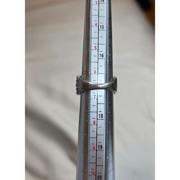 Vintage Multifaceted Yellow Glass Silver Toned Ring Size‎ 6.5 - Picture 5 of 9